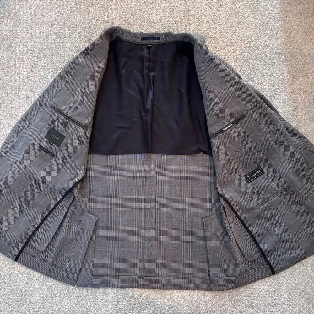 J. CREW 100% Wool Glen Plaid Ludlow Traveler Tollegno 1900 Italy Blazer Jacket